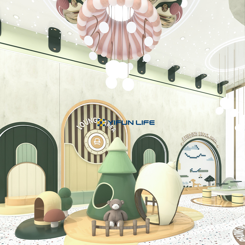 China 200 Sqm Green Forest Style Indoor  Playground Design for Family Club