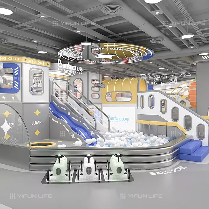 China 650 Sqm Tech Style Indoor Playground Design for Kids Club