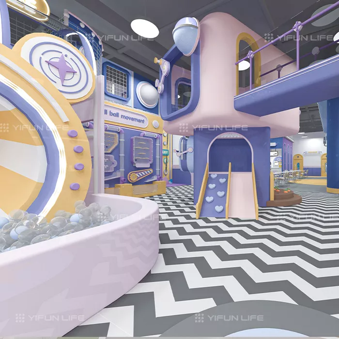 Canada 800 Sqm Pink And Purple Space Style Family-friendly Restaurant