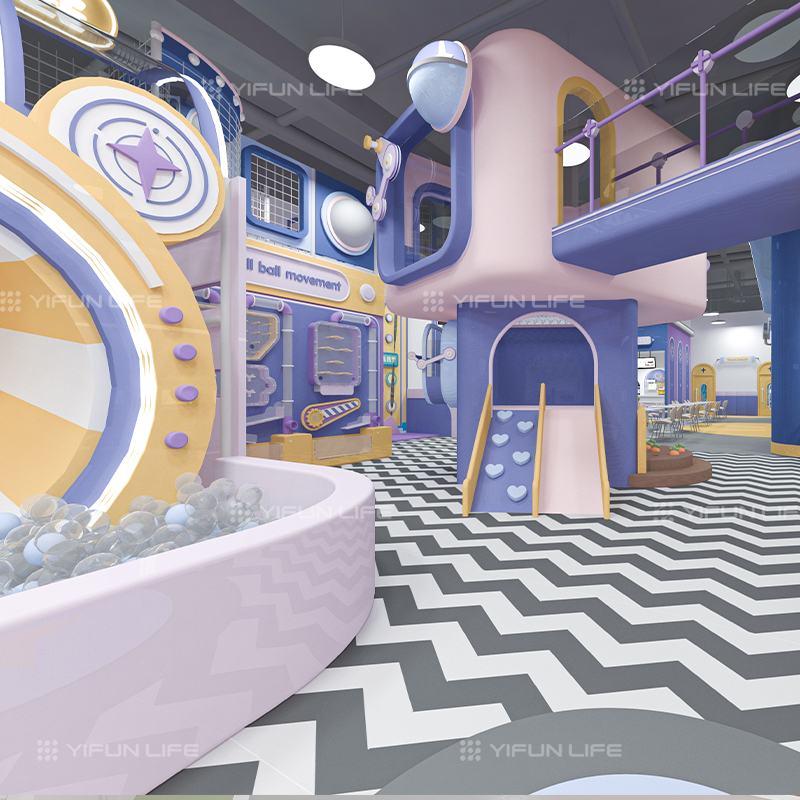 Canada 800 Sqm Pink And Purple Space Style Family-friendly Restaurant